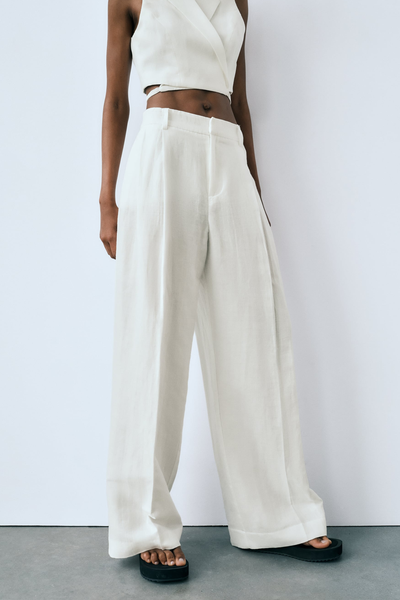 Full Length Linen Blend Trousers from Zara