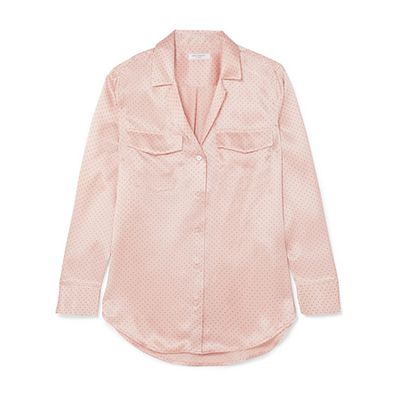 Ansley Polka-Dot Silk-Satin Shirt from Equipment