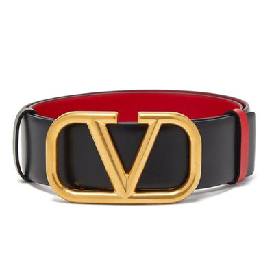 V-Logo Reversible Leather Belt from Valentino