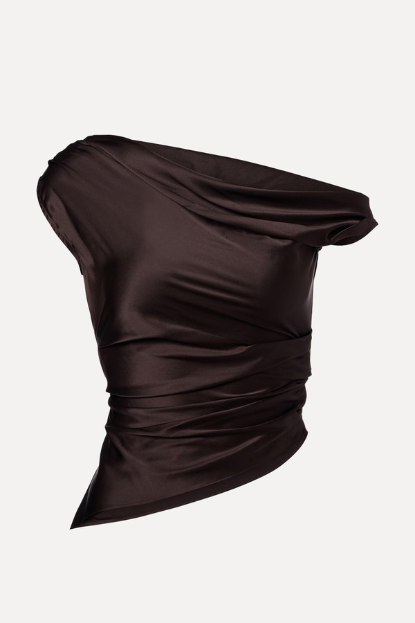 Phare One-Shoulder Silk-Blend Satin Top from Staud
