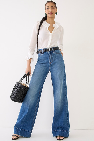 Wide-Leg Denim Trousers