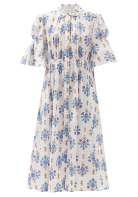 Puff-Sleeve Floral-Print Midi Dress from Evi Grintela