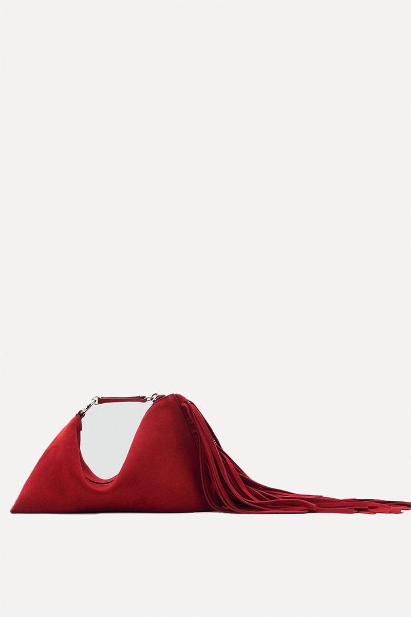 Leather Handbag With Fringes from Mango