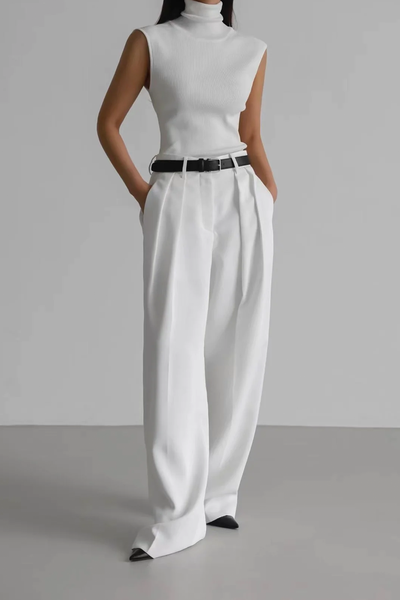 Summer Wide Leg Pintuck Trousers from Marcéla