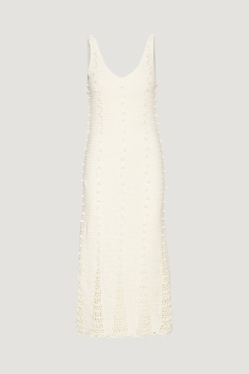 Crochet Knit V-Neck Dress