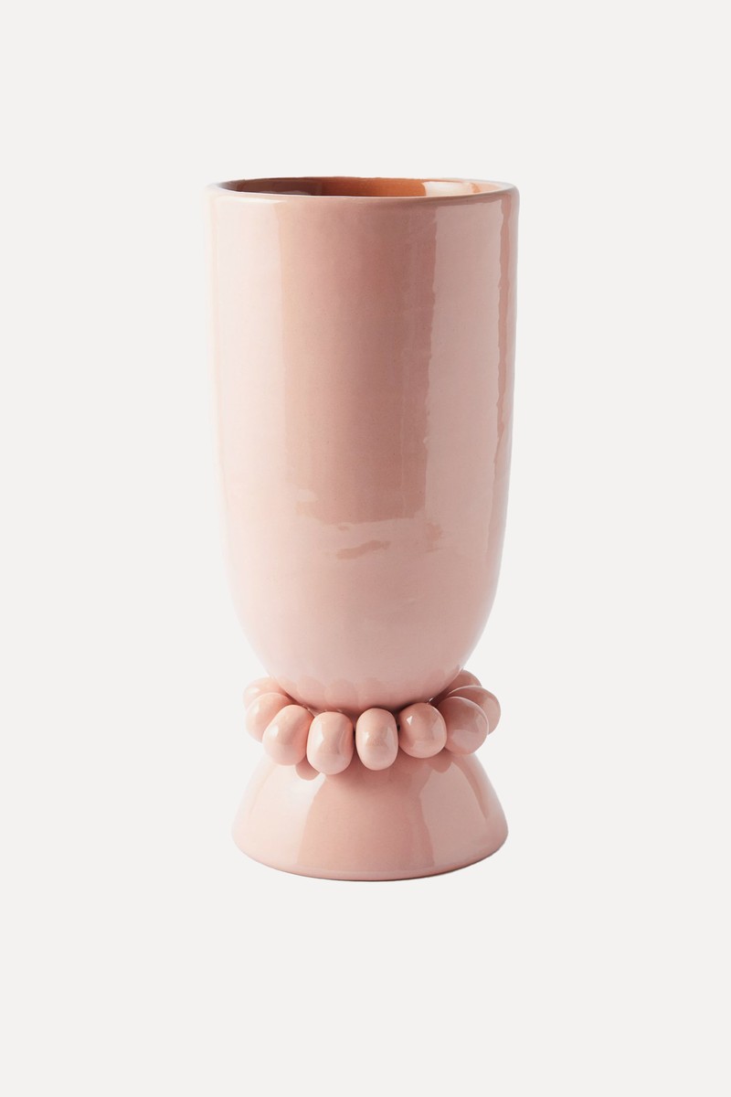Santa Beaded Ceramic Vase from Tina Vaia