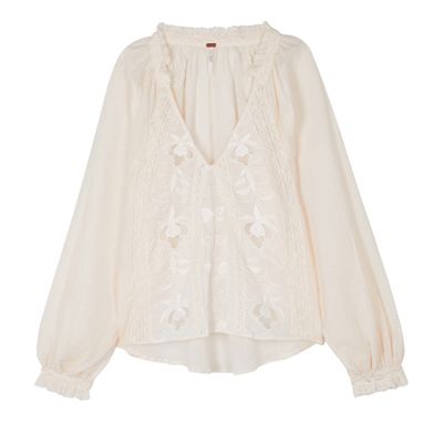 Sivan Ivory Embroidered Blouse from Free People