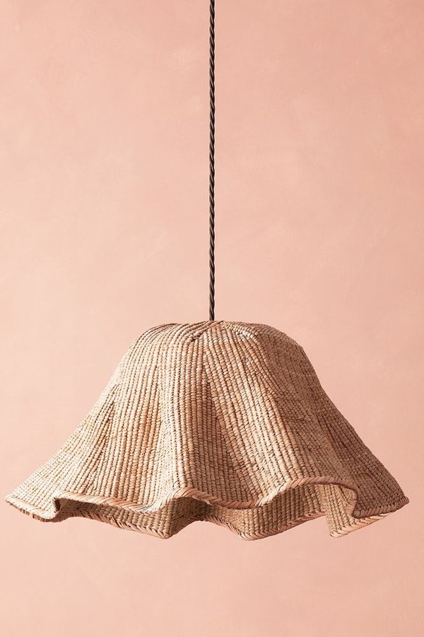 Wonky Wave Natural Woven Palm Basket Pendant Shade from Pooky