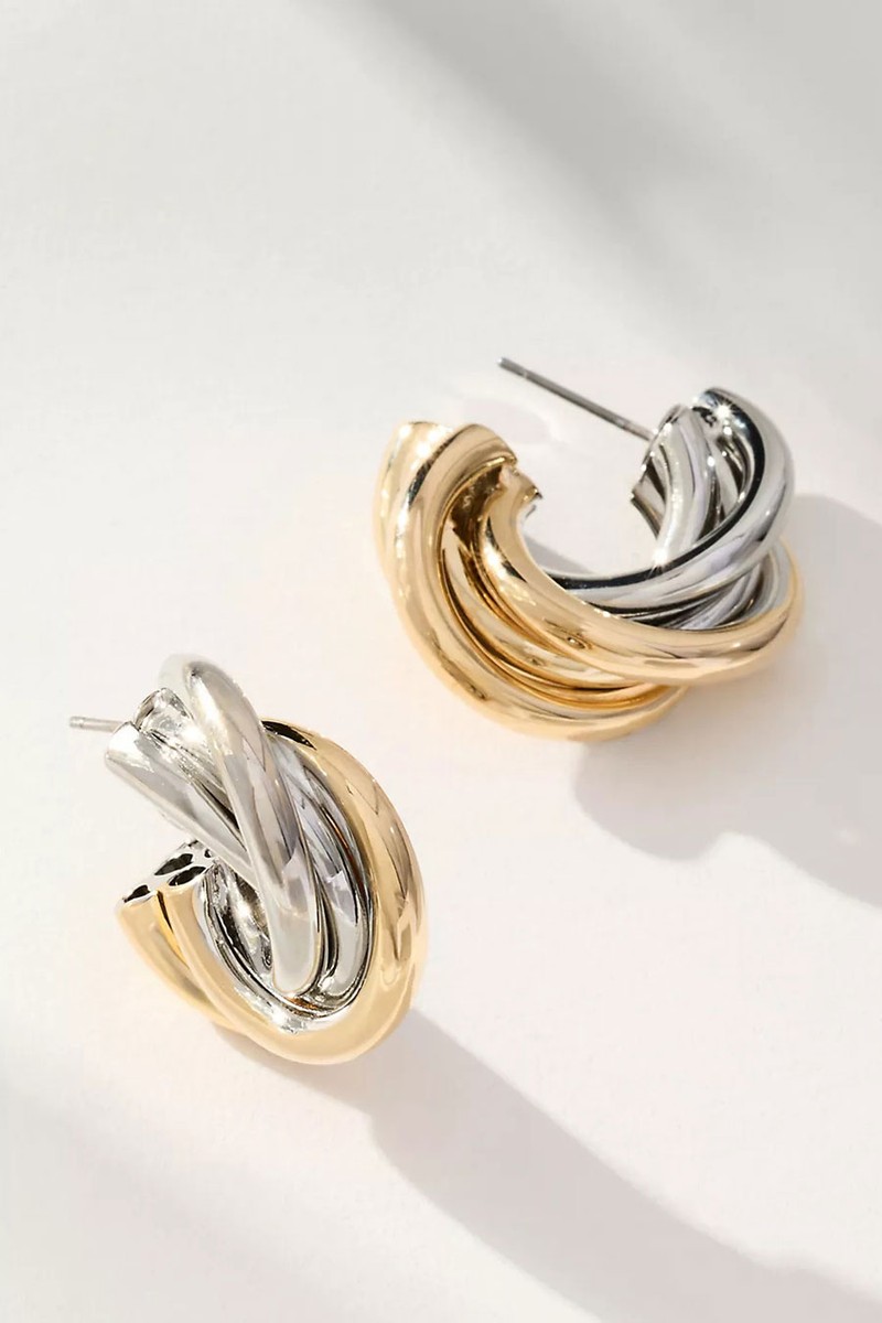 Two-Tone Twist Hoop Earrings from Anthropologie