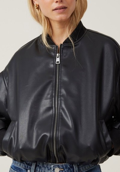 Aries Faux Leather Bomber Jacket