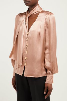 Astrid Neck Scarf Hammered-Silk Blouse from Aje