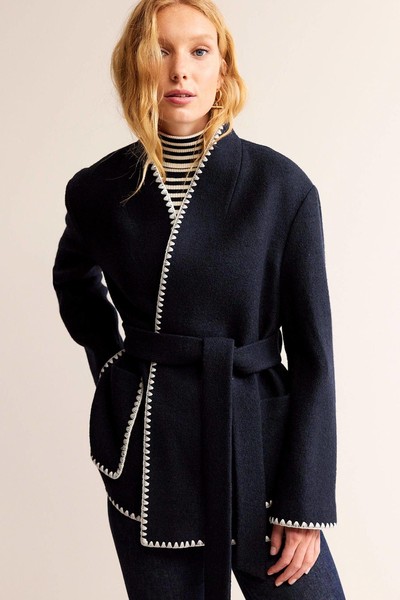 Belted Short Wrap Coat  from Boden