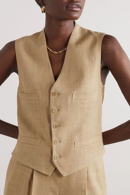 Jaiden Checked Silk and Linen-Blend Tweed Vest from Ralph Lauren Collection