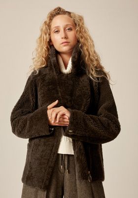 Relaxed Reversible Shearling Biker Jacket  from Me+Em 
