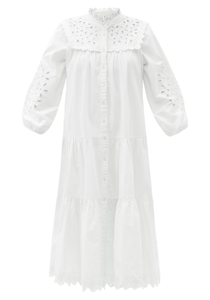 Hazel Eyelet-Lace Cotton-Poplin Midi Dress from Sea