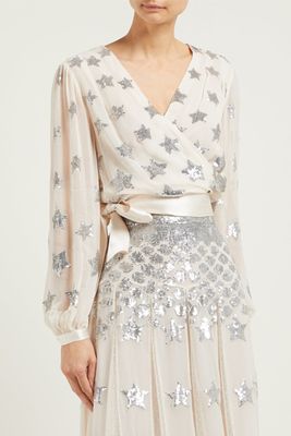 Starlet Sequinned Georgette Wrap Top from Temperley London