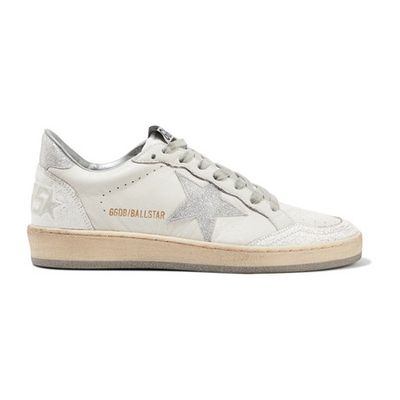 Ball Star glittered distressed leather sneakers from Golden Goose Deluxe Brand