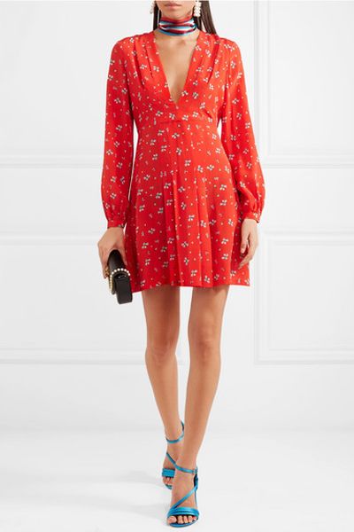 Harper Floral Print Silk Mini Dress from Net A Porter