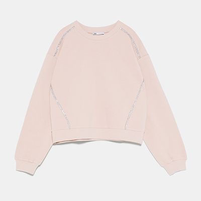 Sweatshirt With Sparkly Seams Details from Zara