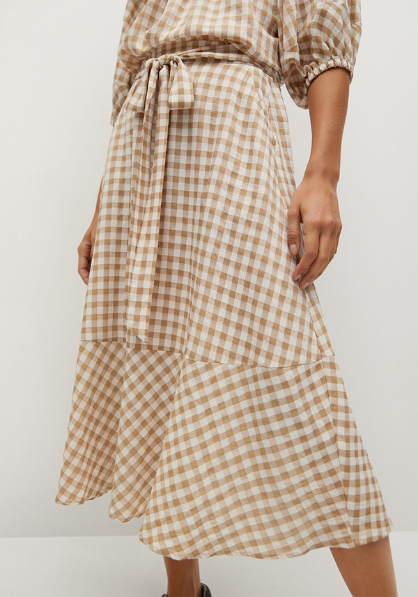 Ruffled Checked Skirt from Mango