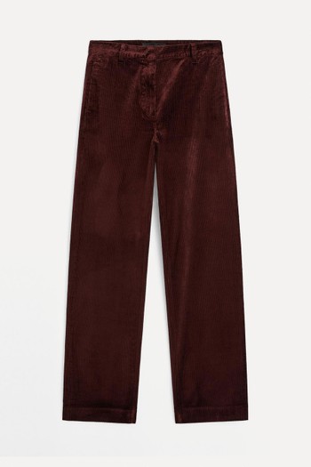 Relaxed Fit High-Waist Corduroy Trousers