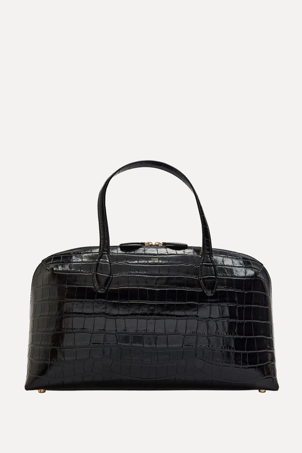 Lounge Medium Crocodile-Effect Leather Top Handle Bag from Toteme