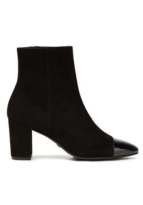Jill Patent Leather-Trimmed Suede Ankle Boots from Stuart Weitzman