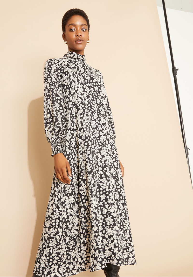 Leaf Print Midi Dress from Albaray