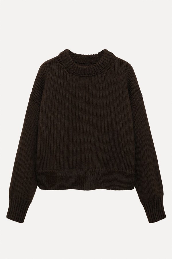 Chunky-Knit Sweater With Ribbed Trims