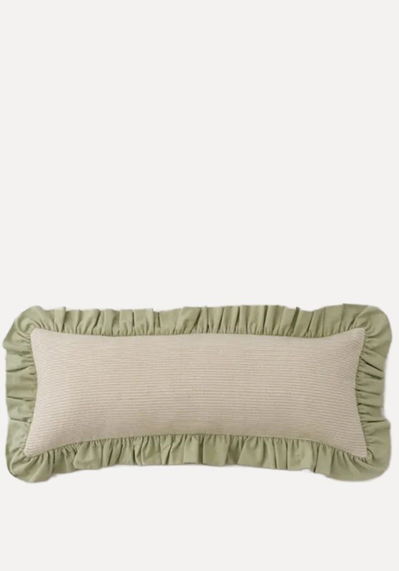 Isabelle Striped Ruffle Cotton Rectangle Cushion