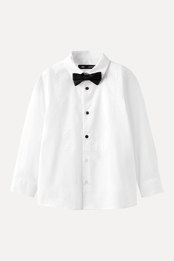 SATIN BOW TIE SHIRT from Zara
