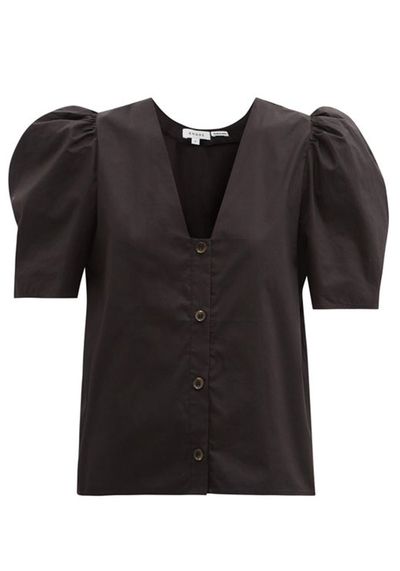 Nisha Puff-Sleeve Cotton-Poplin Blouse from Rhode