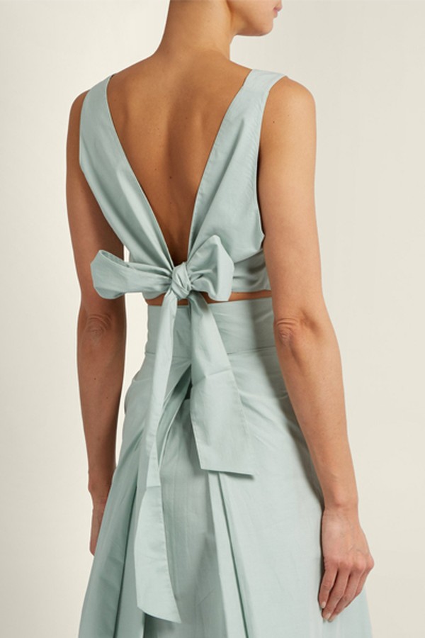 Bow Tie Cotton-Poplin Cropped Top from Kalita