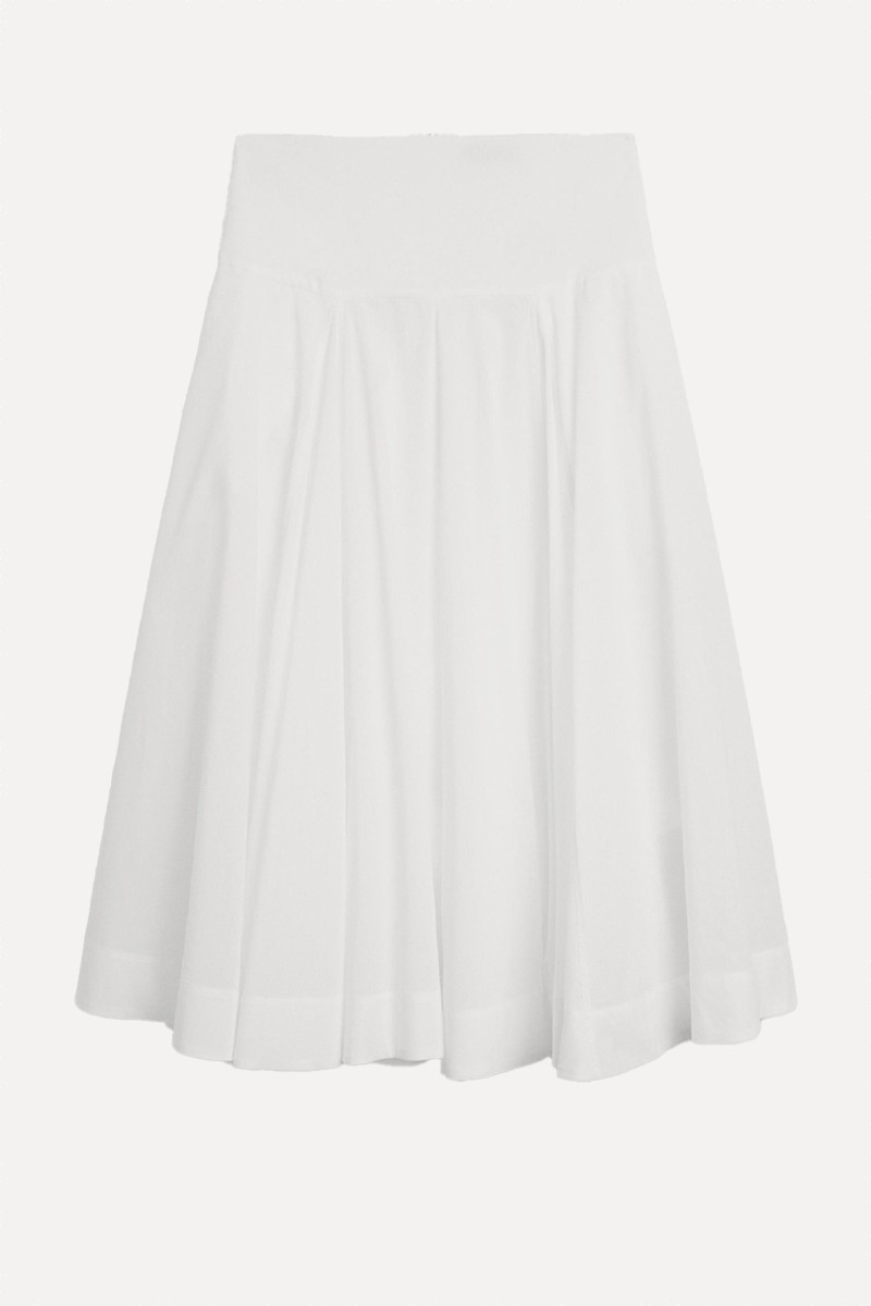 100% Cotton Midi Skirt With Yoke Detail from Massimo Dutti