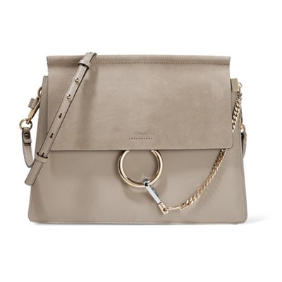 Faye Medium Leather and Suede Shoulder Bag