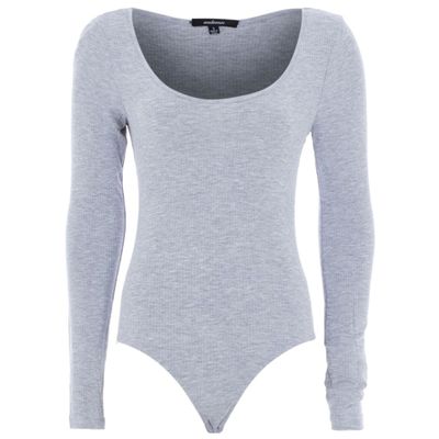 Grey Marl Ribbed Bodysuit