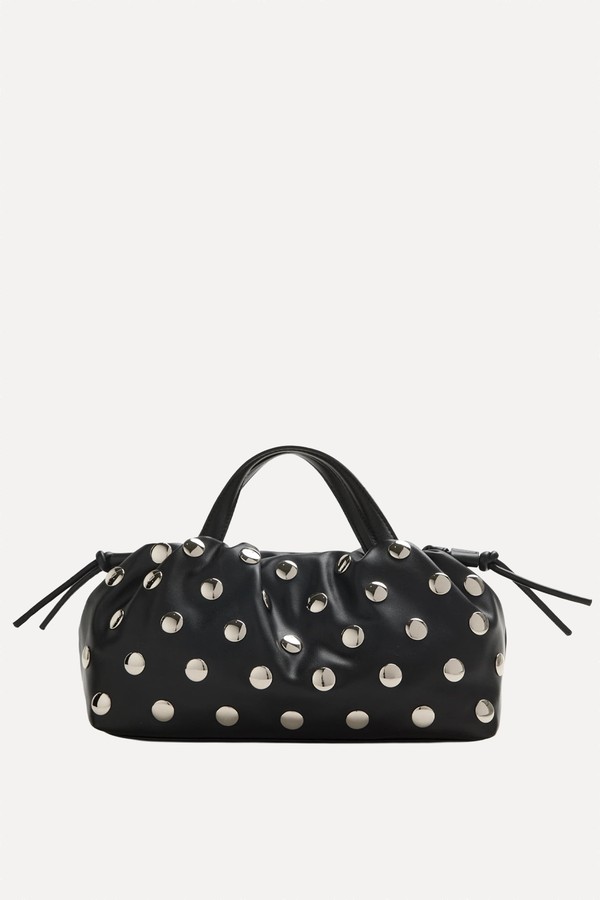 Faux Leather Slouchy Studded Cross Body Bag