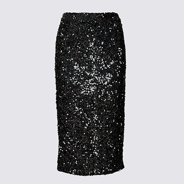 Embellished Pencil Midi Skirt