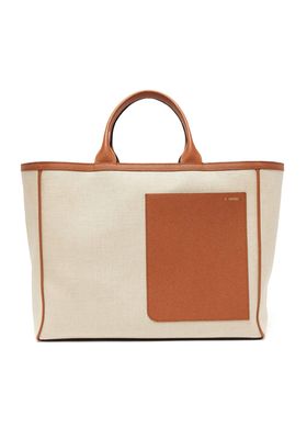 Shopping Large Canvas & Leather Tote Bag from Valextra