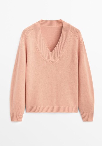 Cashmere Wool V-Neck Sweater from Massimo Dutti