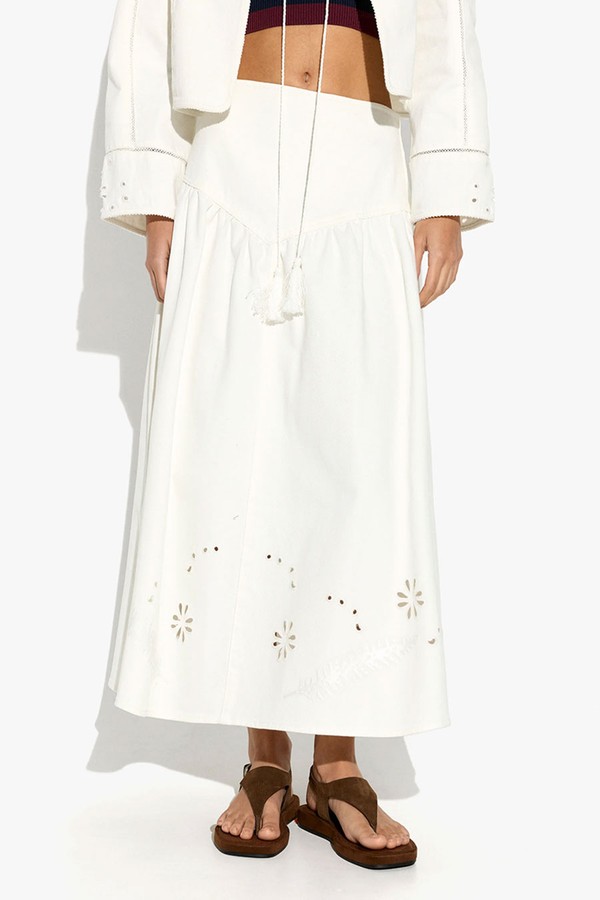 Denim Skirt With Perforated Embroidery from Parfois