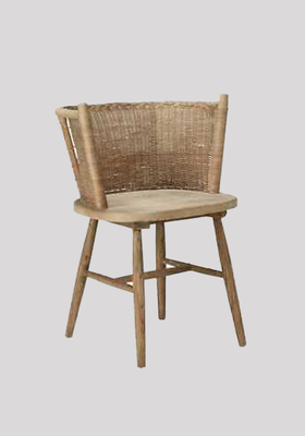 Natural Wood Frame Curved Woven Back Chair 
