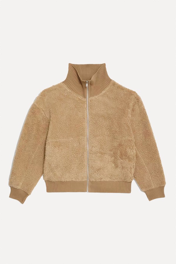 Borg Textured Zip Up Sweatshirt from Marks & Spencer