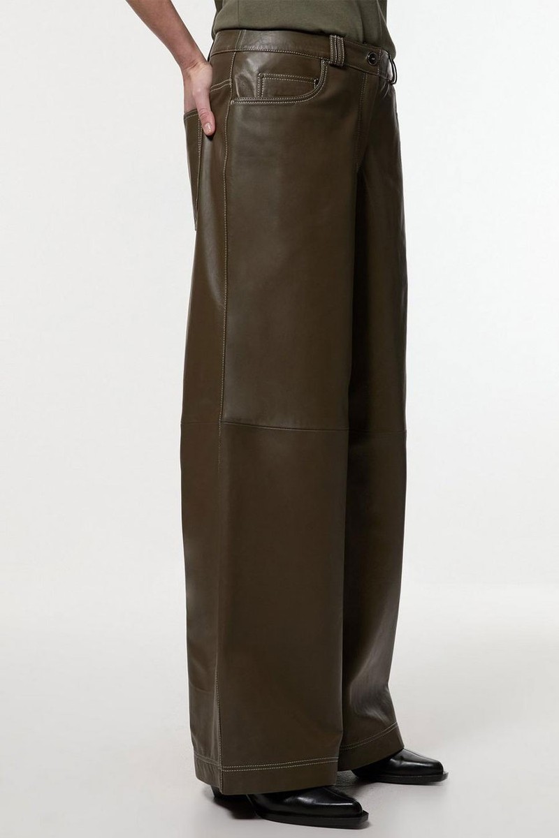 Leather Contrast Stitch 5 Pocket Straight Leg Jeans from Karen Millen