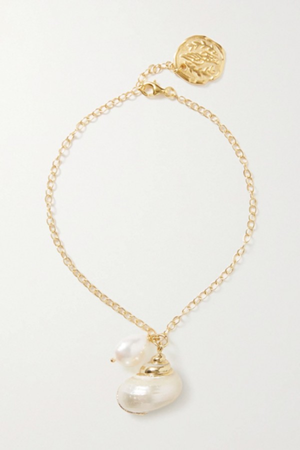 Gold-Tone Mother-Of-Pearl Ankle from Ancient Greek Sandals