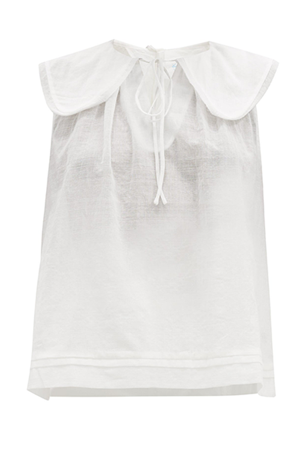 Peter Pan-Collar Cotton Lace-Jacquard Blouse from Loup Charmant