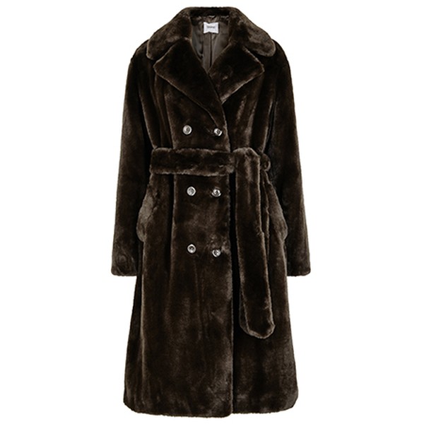 Faustine Brown Faux Fur Coat from Stand