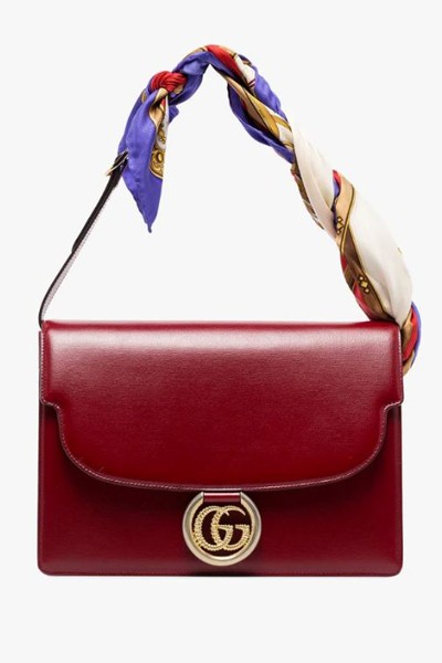 Red GG Ring Medium Leather Shoulder Bag from Gucci