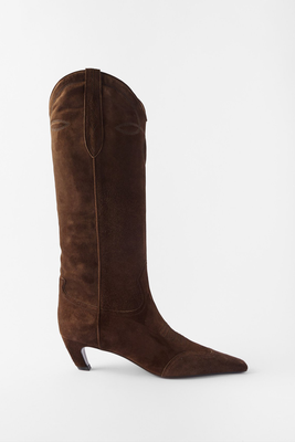 Dallas 45 Suede Knee-High Boots from Khaite