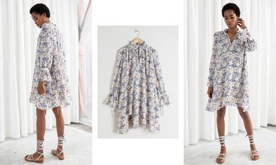 Ruffle Collar Cloud Print Mini Dress, £79 